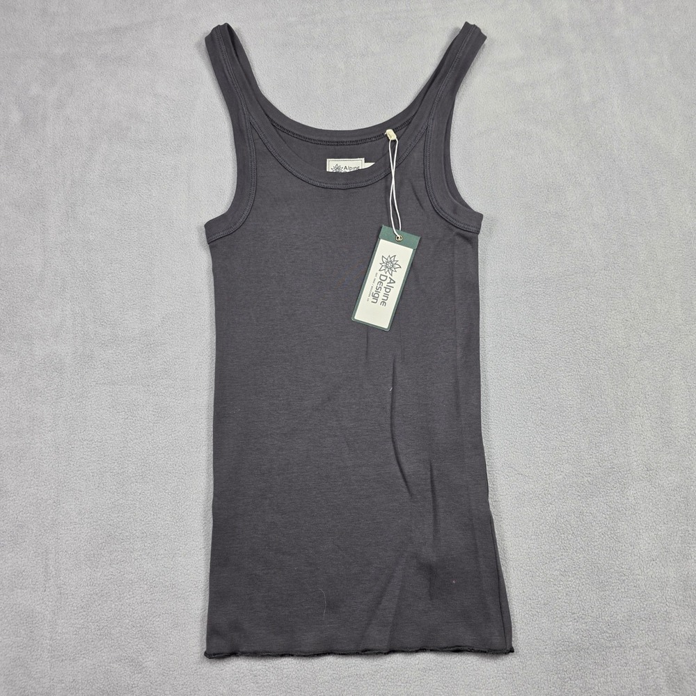 Alpine Design Tank Top Womens Small Dark Gray Ribbed Scoop‎ Neck Solid